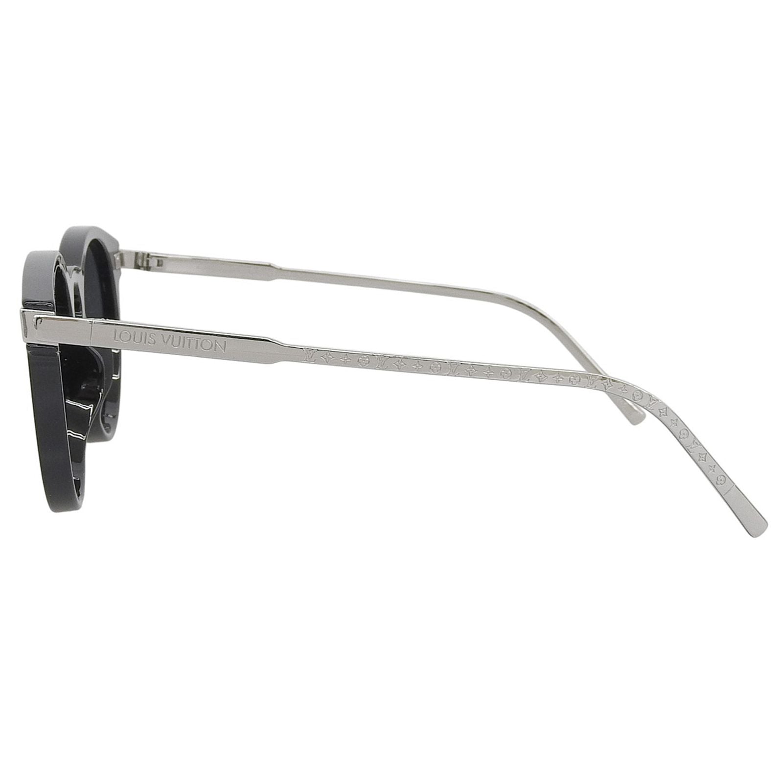 Louis Vuitton LV Rise Round Monogram Sunglasses Black Silver Eyewear — view 4