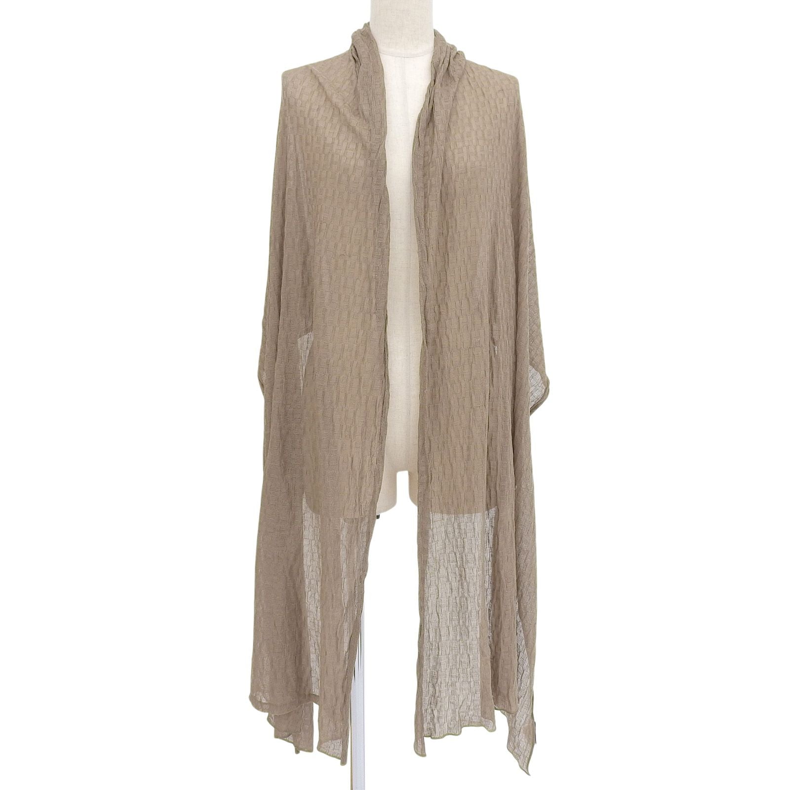 Hermes Cotton 100% All Pattern Knitted Scarf Shawl Brown — view 3