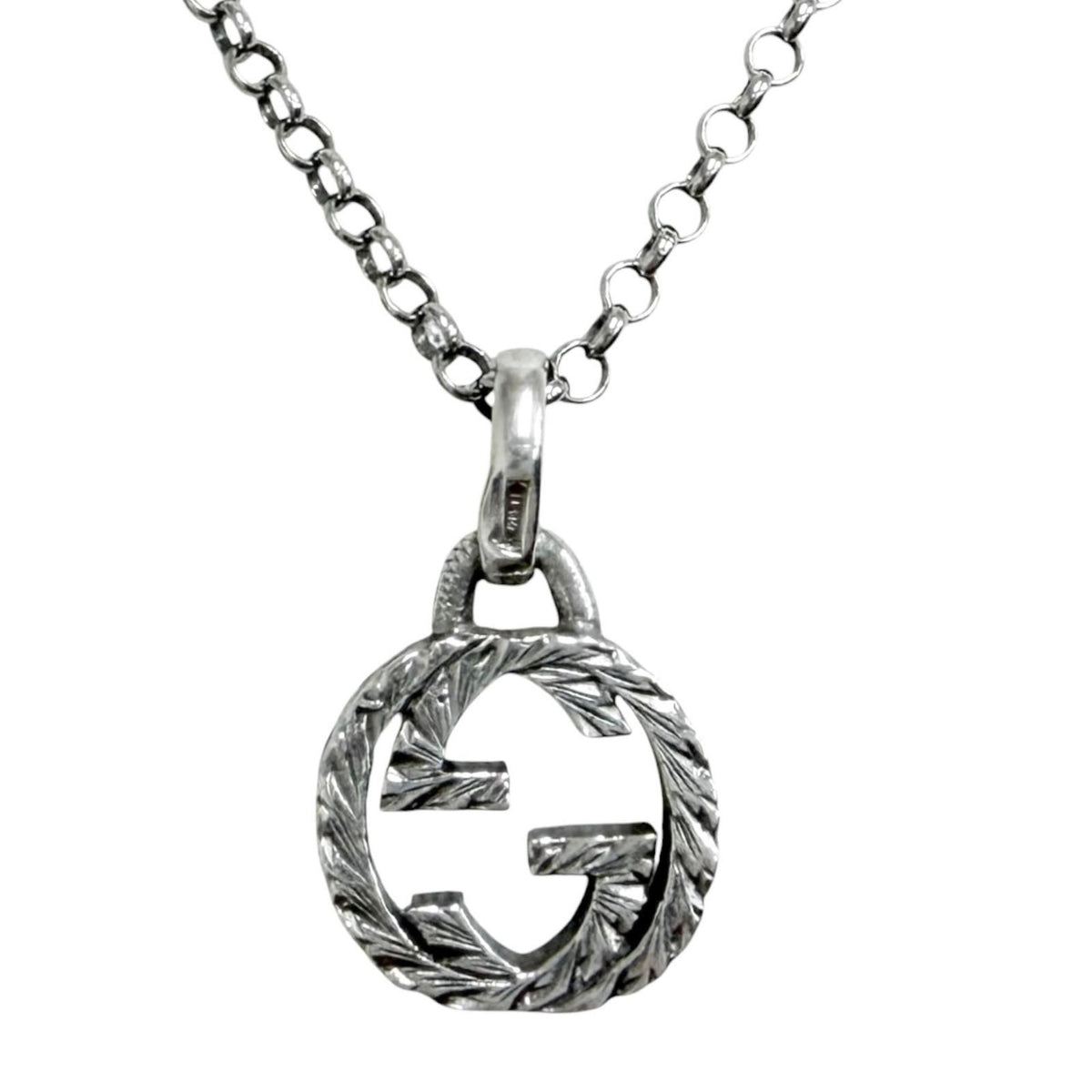 Gucci Interlocking G Arabesque Chain Necklace Silver