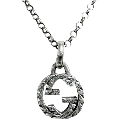 Gucci Interlocking G Arabesque Chain Necklace Silver