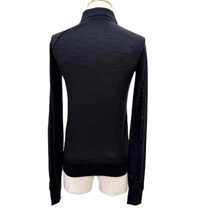 Dior Homme Wool Bee Embroidery Long Sleeve Knit Polo Shirt Dark Navy XS — view 4