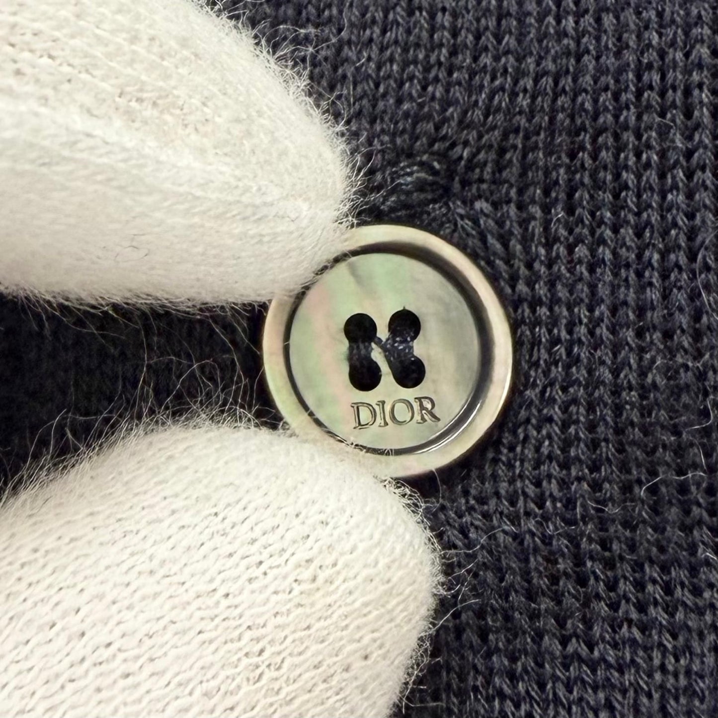 Dior Homme Wool Bee Embroidery Long Sleeve Knit Polo Shirt Dark Navy XS — view 5