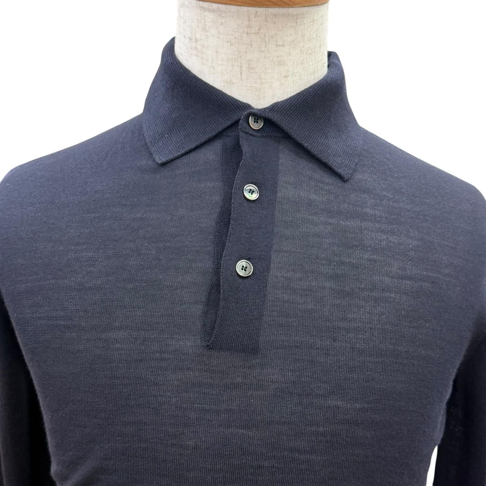 Dior Homme Wool Bee Embroidery Long Sleeve Knit Polo Shirt Dark Navy XS — view 2