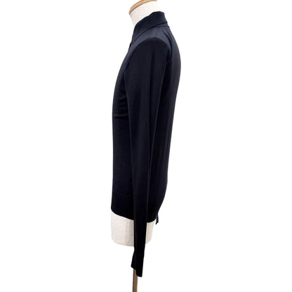 Dior Homme Wool Bee Embroidery Long Sleeve Knit Polo Shirt Dark Navy XS — view 3