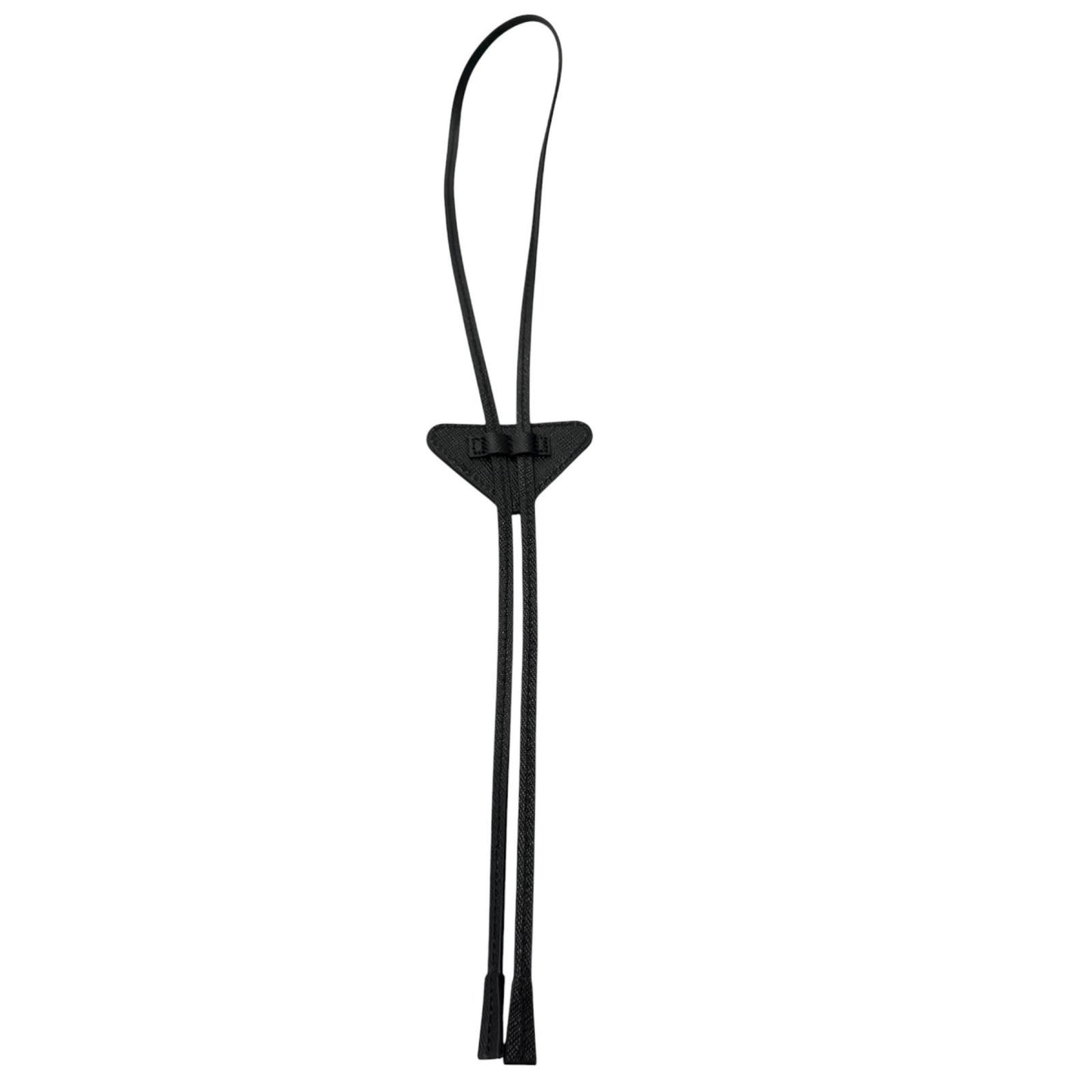 Prada Saffiano Leather Triangle Logo Plate Bolo Tie Loop Tie Black — view 3