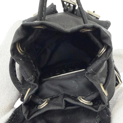Prada Triangle Logo Backpack Motif Charm Strap Black Box Included — view 4