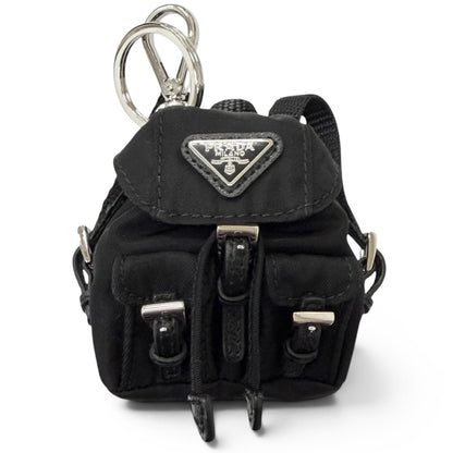 Prada Triangle Logo Backpack Motif Charm Strap Black Box Included