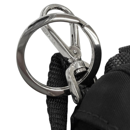 Prada Triangle Logo Backpack Motif Charm Strap Black Box Included — view 7