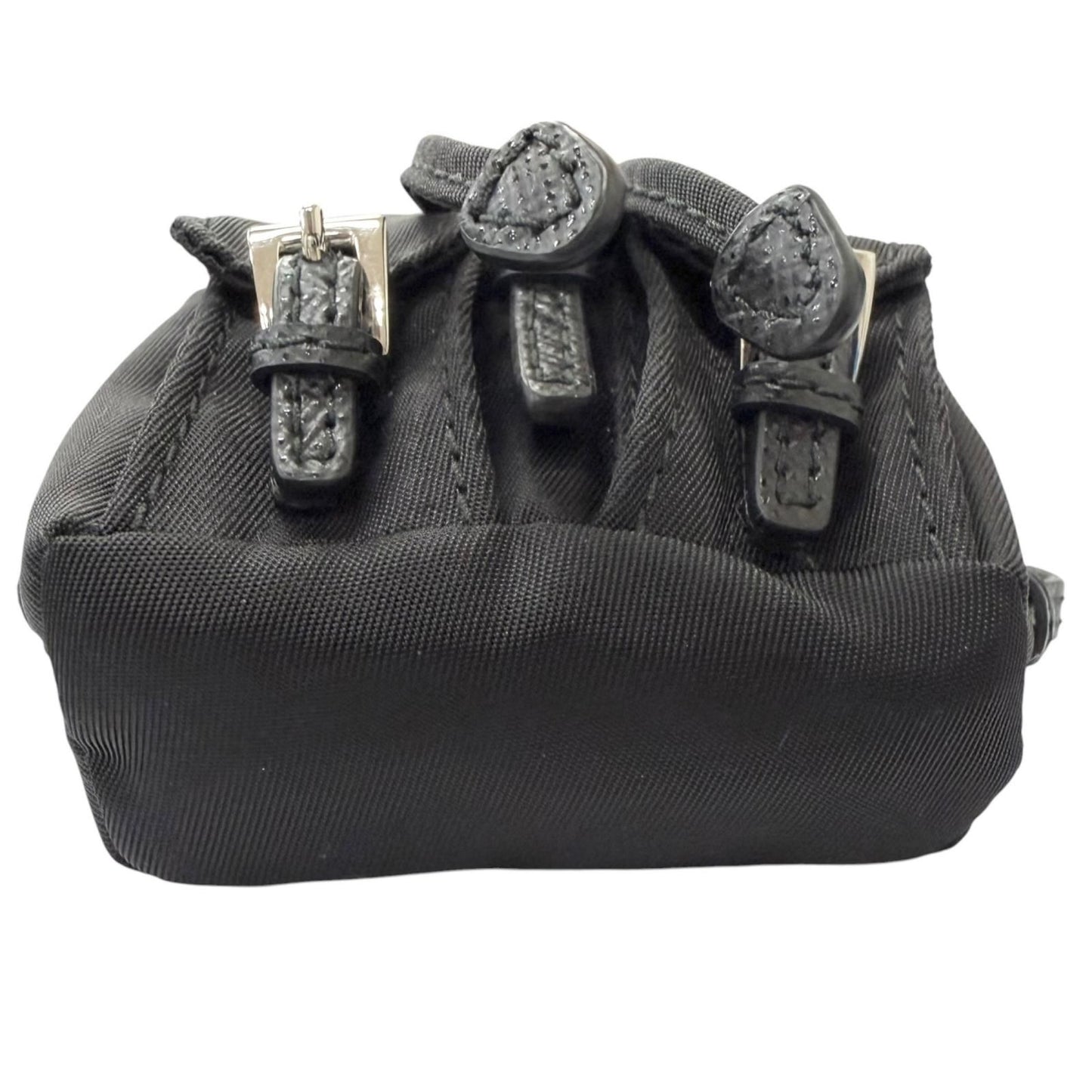 Prada Triangle Logo Backpack Motif Charm Strap Black Box Included — view 5