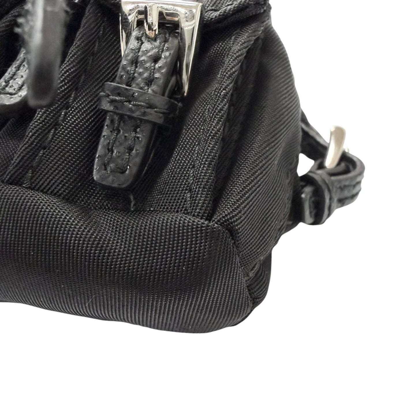 Prada Triangle Logo Backpack Motif Charm Strap Black Box Included — view 6