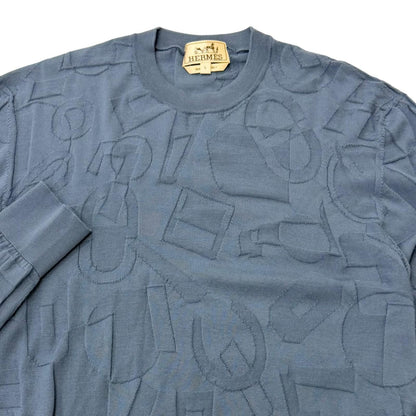 Hermes Fragmon Equestre Integral Wool Sweater Light Blue — view 2