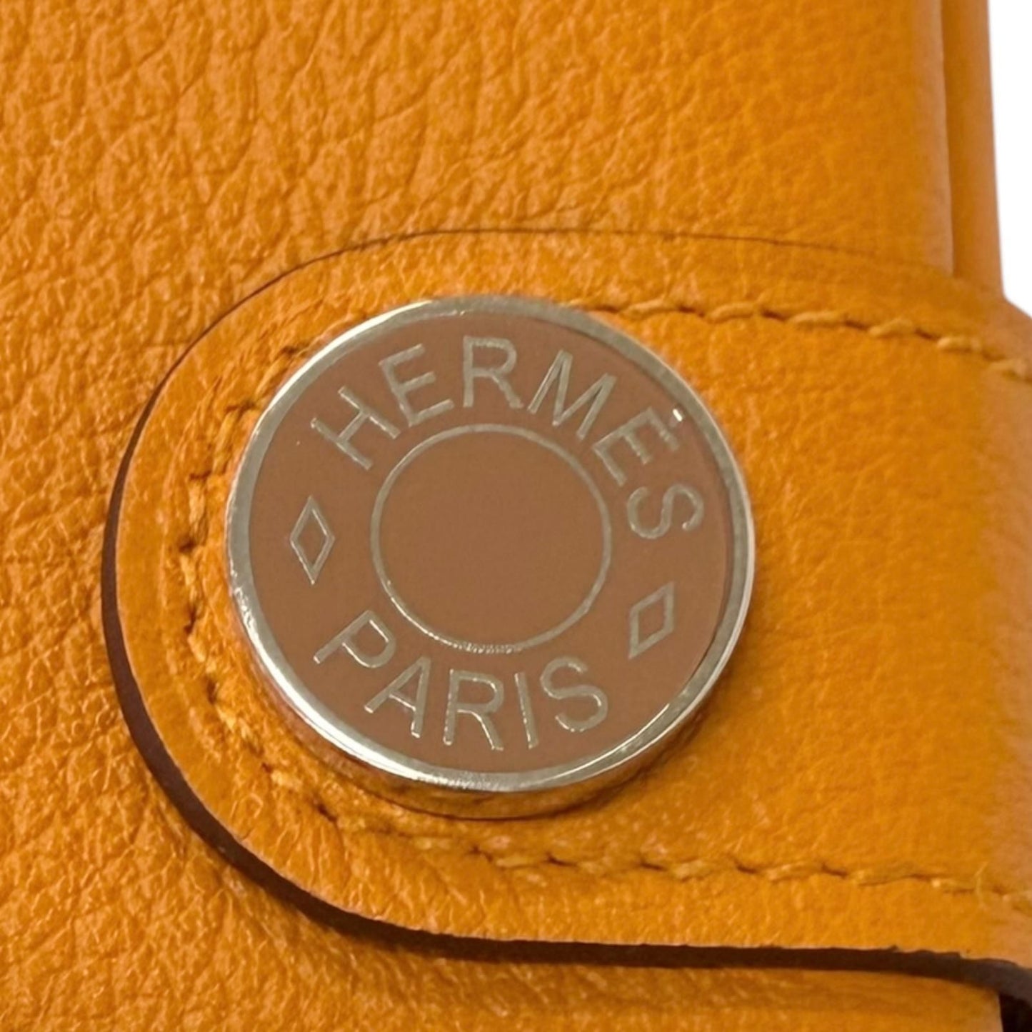 Hermes Ever Color Clou de Selle Leather Card Case Apricot Gold — view 7