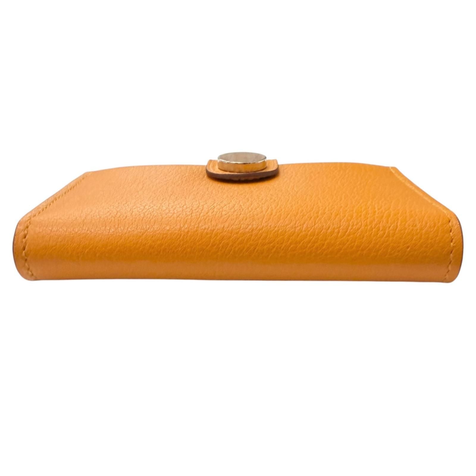 Hermes Ever Color Clou de Selle Leather Card Case Apricot Gold — view 5