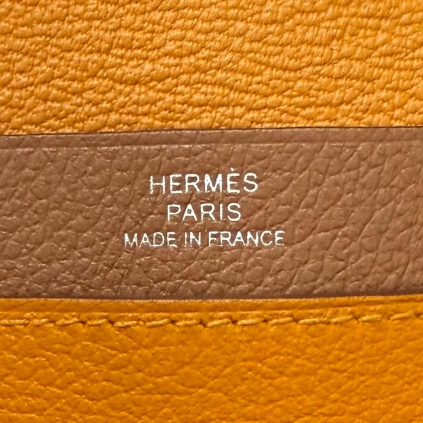 Hermes Ever Color Clou de Selle Leather Card Case Apricot Gold — view 8