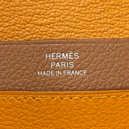 Hermes Ever Color Clou de Selle Leather Card Case Apricot Gold — view 8