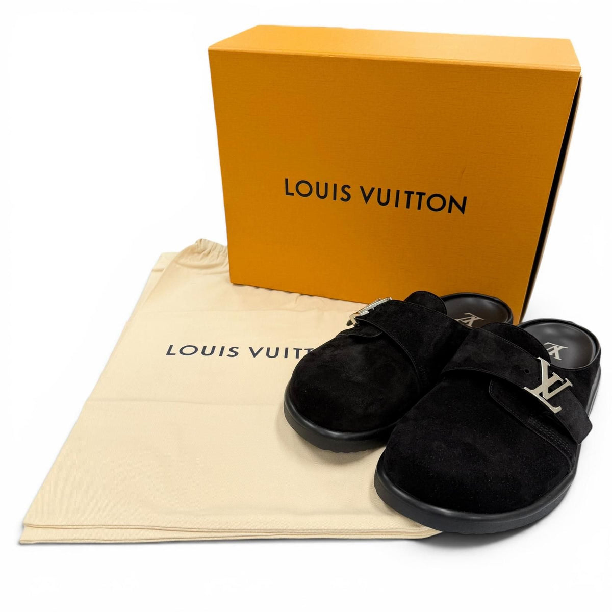 Louis Vuitton Suede Leather Noir LV Easy Sandals 7 — view 2