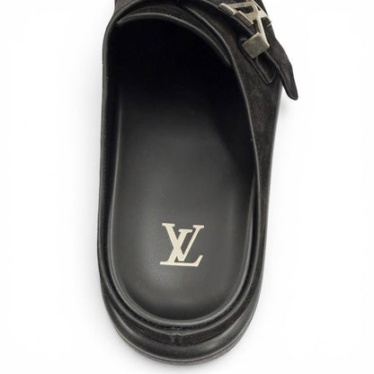 Louis Vuitton Suede Leather Noir LV Easy Sandals 7 — view 8
