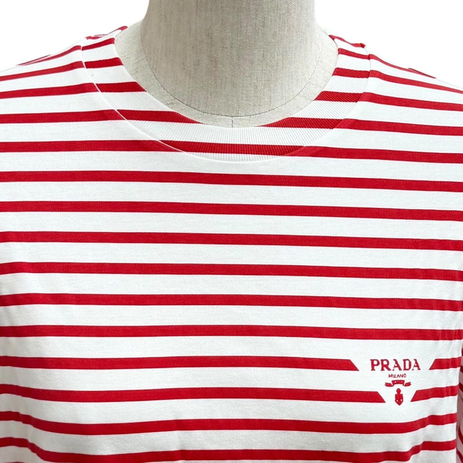 Prada Cotton 100% Logo Border Crew Neck Short Sleeve T-Shirt White — view 2
