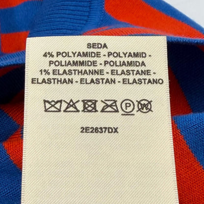 Hermes Silk Blend Border Sleeveless Mock Neck Knit Blue Orange 38 — view 7