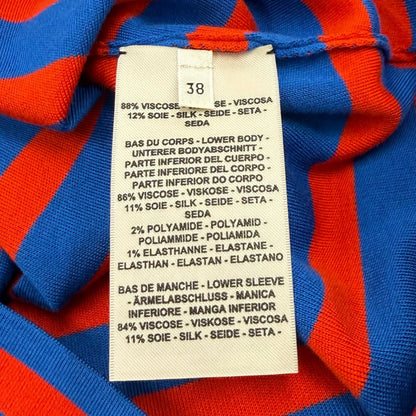 Hermes Silk Blend Border Sleeveless Mock Neck Knit Blue Orange 38 — view 6