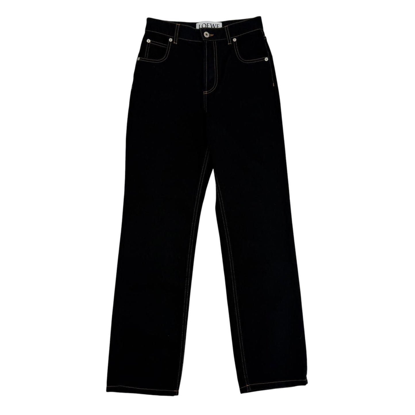 Loewe Cotton Anag Lambskin Button Fly Pants Indigo 34