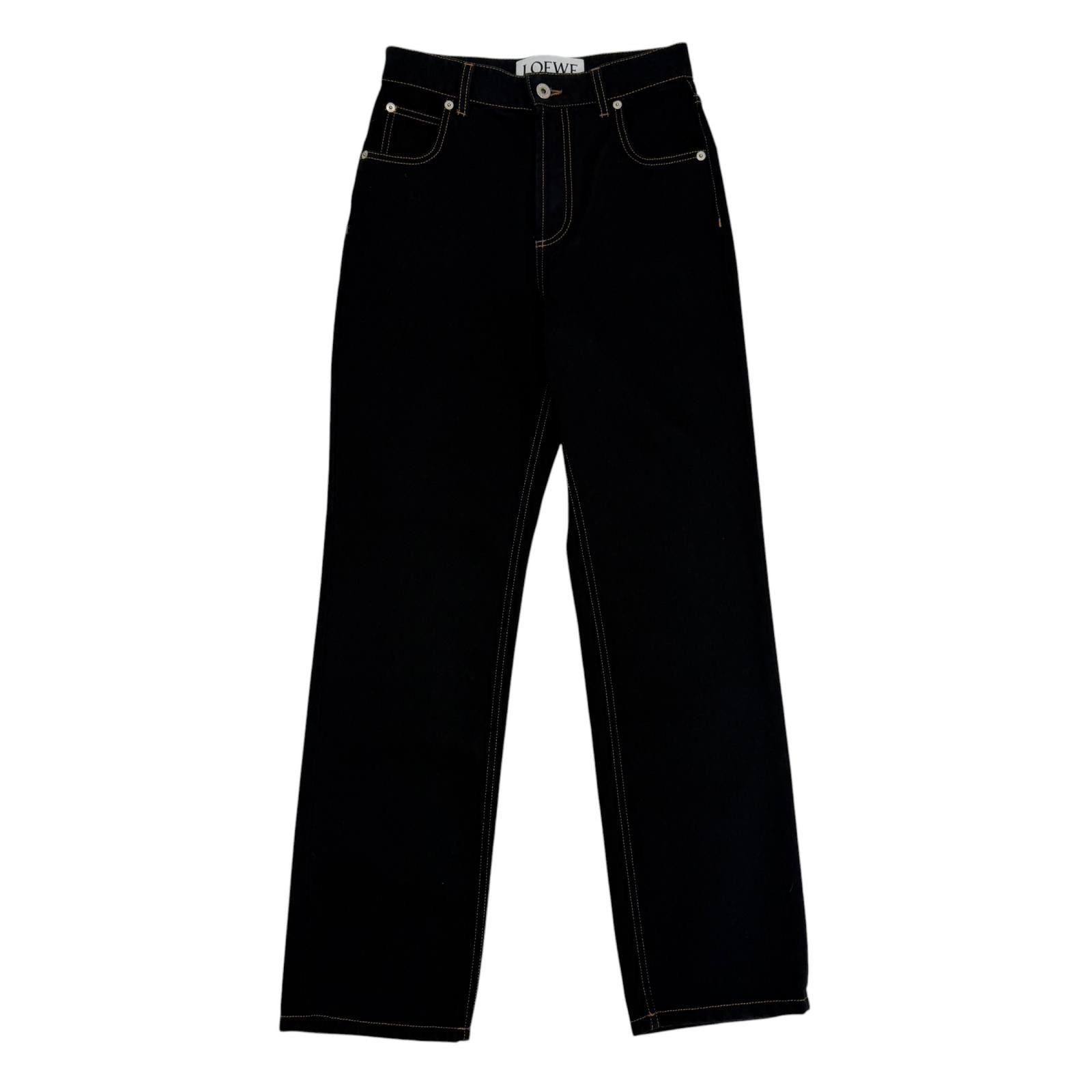 Loewe Cotton Anag Lambskin Button Fly Pants Indigo 34
