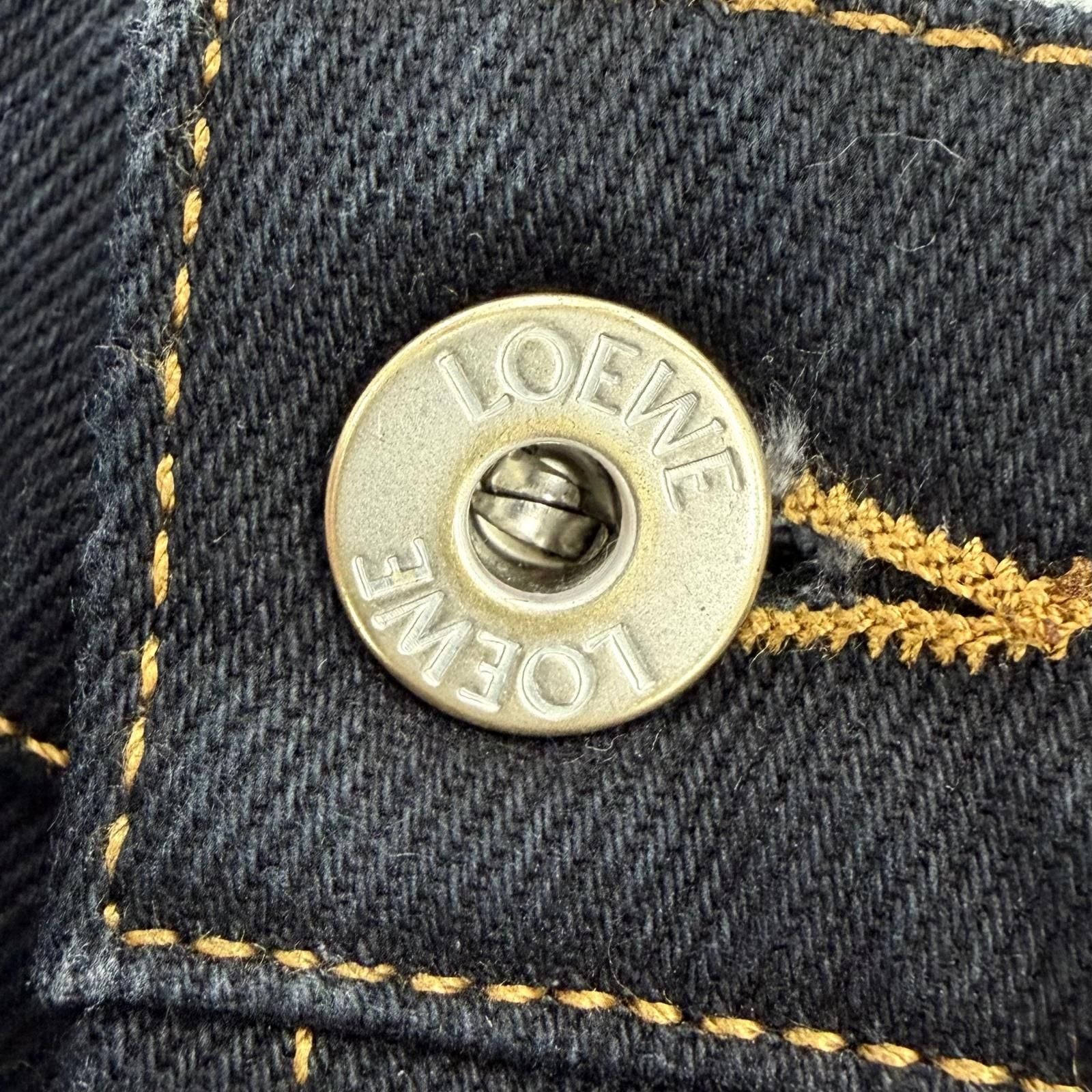 Loewe Cotton Anag Lambskin Button Fly Pants Indigo 34 — view 8