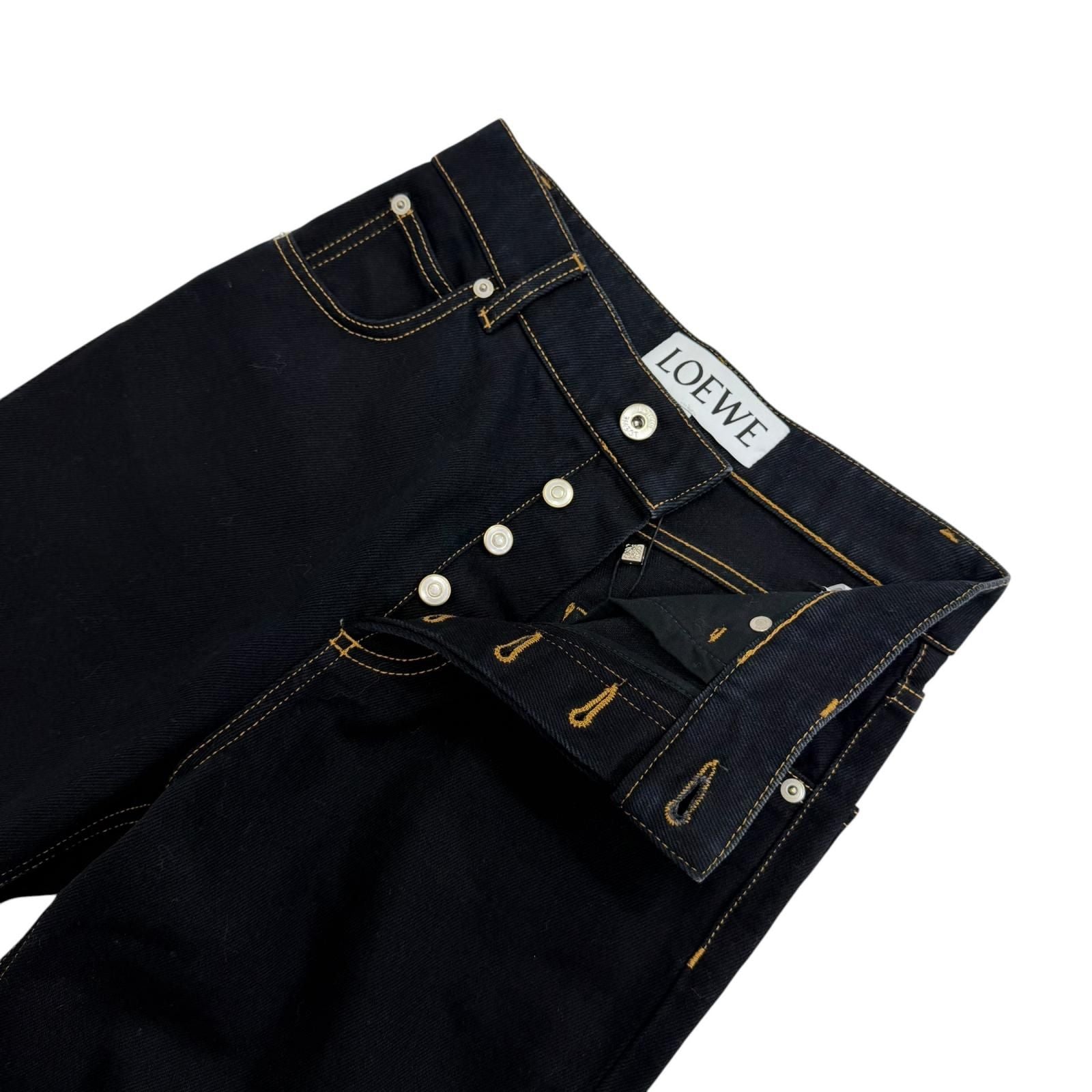 Loewe Cotton Anag Lambskin Button Fly Pants Indigo 34 — view 4