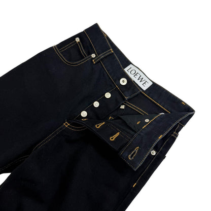 Loewe Cotton Anag Lambskin Button Fly Pants Indigo 34 — view 4