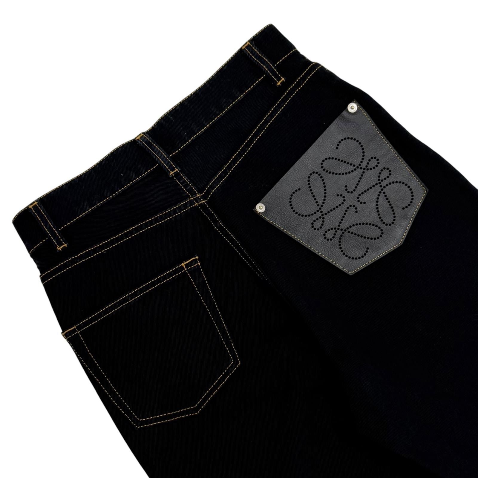Loewe Cotton Anag Lambskin Button Fly Pants Indigo 34 — view 5