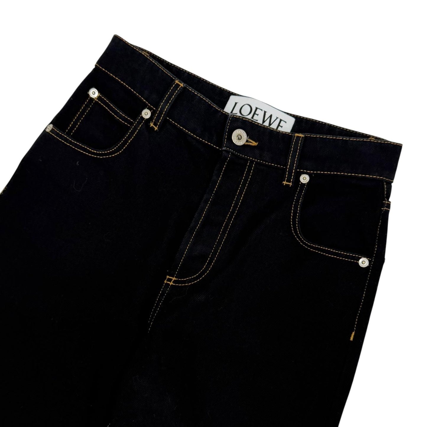 Loewe Cotton Anag Lambskin Button Fly Pants Indigo 34 — view 3