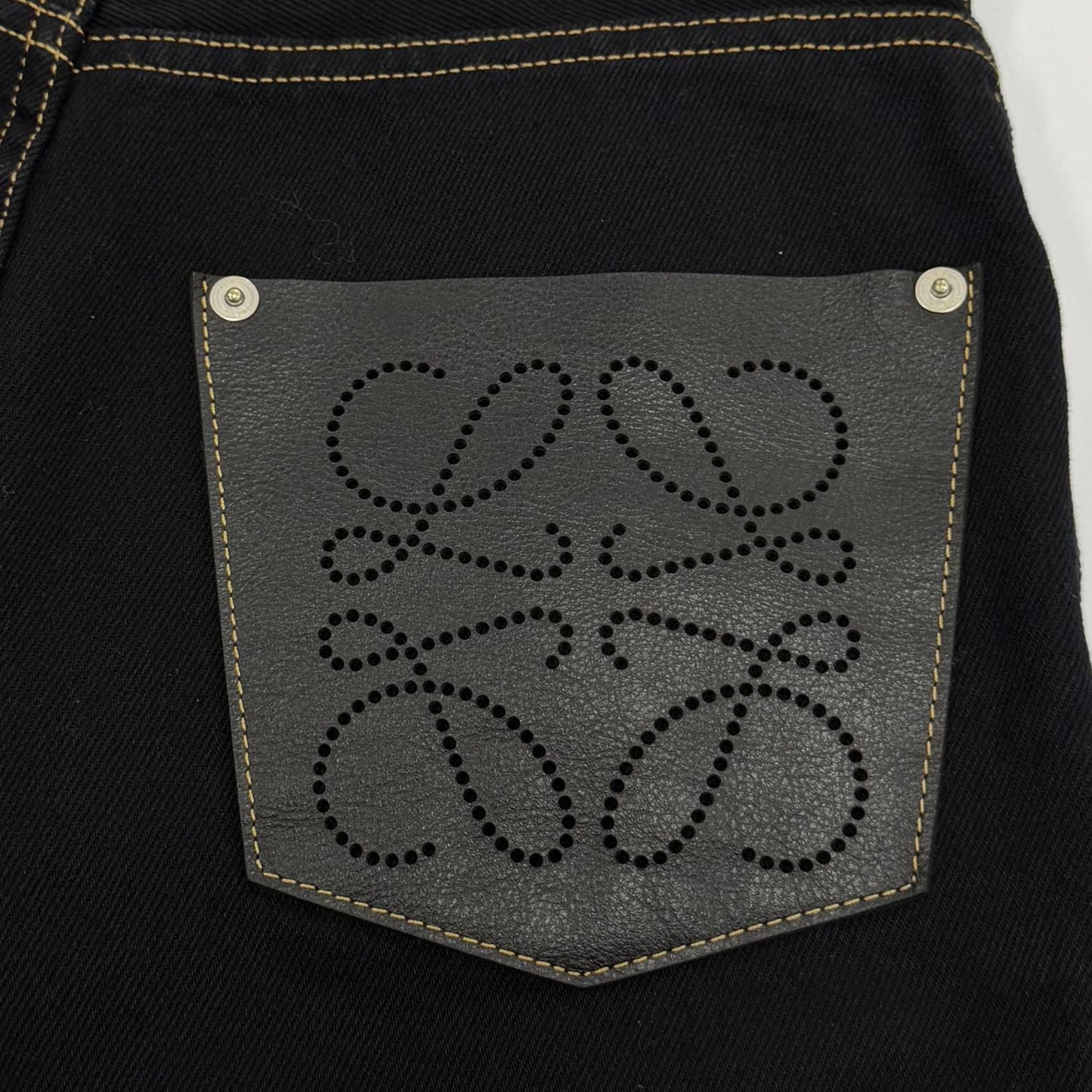 Loewe Cotton Anag Lambskin Button Fly Pants Indigo 34 — view 7