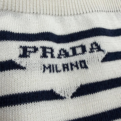 Prada Silk 59% Border Pattern Shorts White Dark Navy 46 — view 5