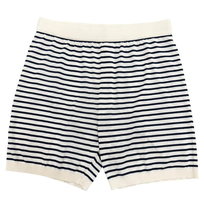 Prada Silk 59% Border Pattern Shorts White Dark Navy 46