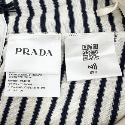 Prada Silk 59% Border Pattern Shorts White Dark Navy 46 — view 7