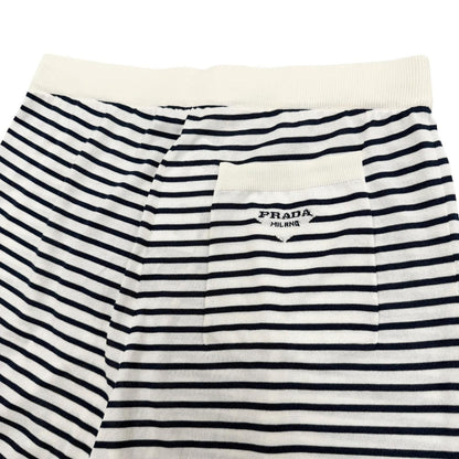 Prada Silk 59% Border Pattern Shorts White Dark Navy 46 — view 4
