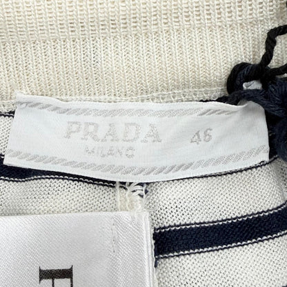 Prada Silk 59% Border Pattern Shorts White Dark Navy 46 — view 6