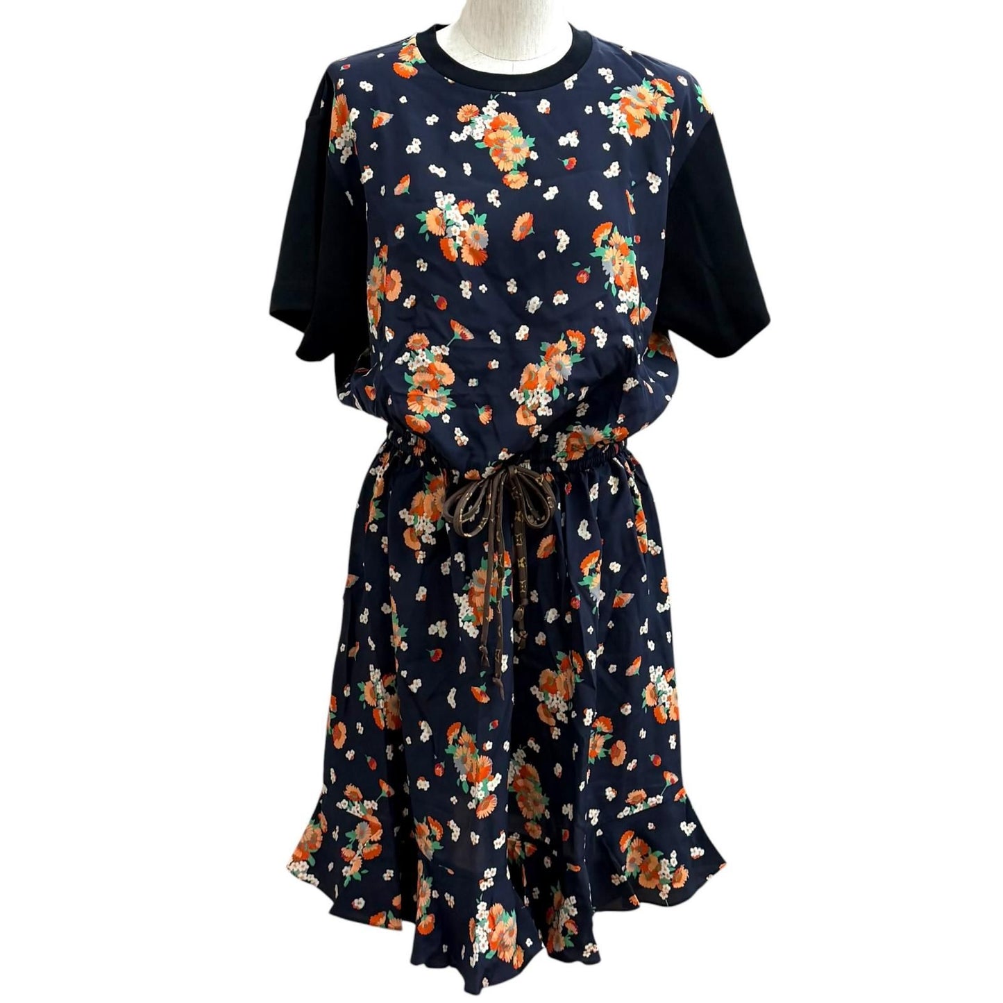 Louis Vuitton Cotton Silk Monogram Floral Pattern Contrast Dress