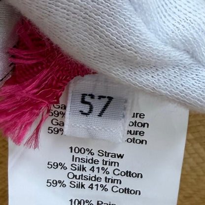 Hermes Greta Series Silk Ribbon Tape Straw Hat Natural Pink 57 Bag Included — view 8
