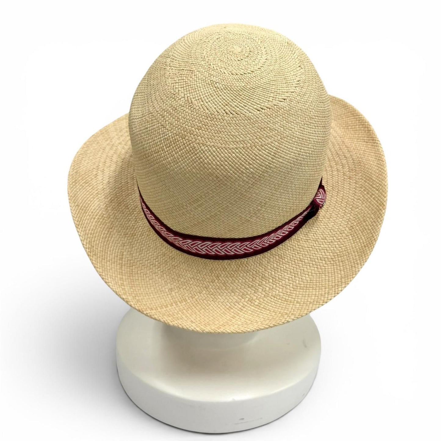 Hermes Greta Series Silk Ribbon Tape Straw Hat Natural Pink 57 Bag Included — view 4