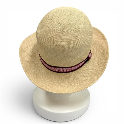 Hermes Greta Series Silk Ribbon Tape Straw Hat Natural Pink 57 Bag Included — view 4