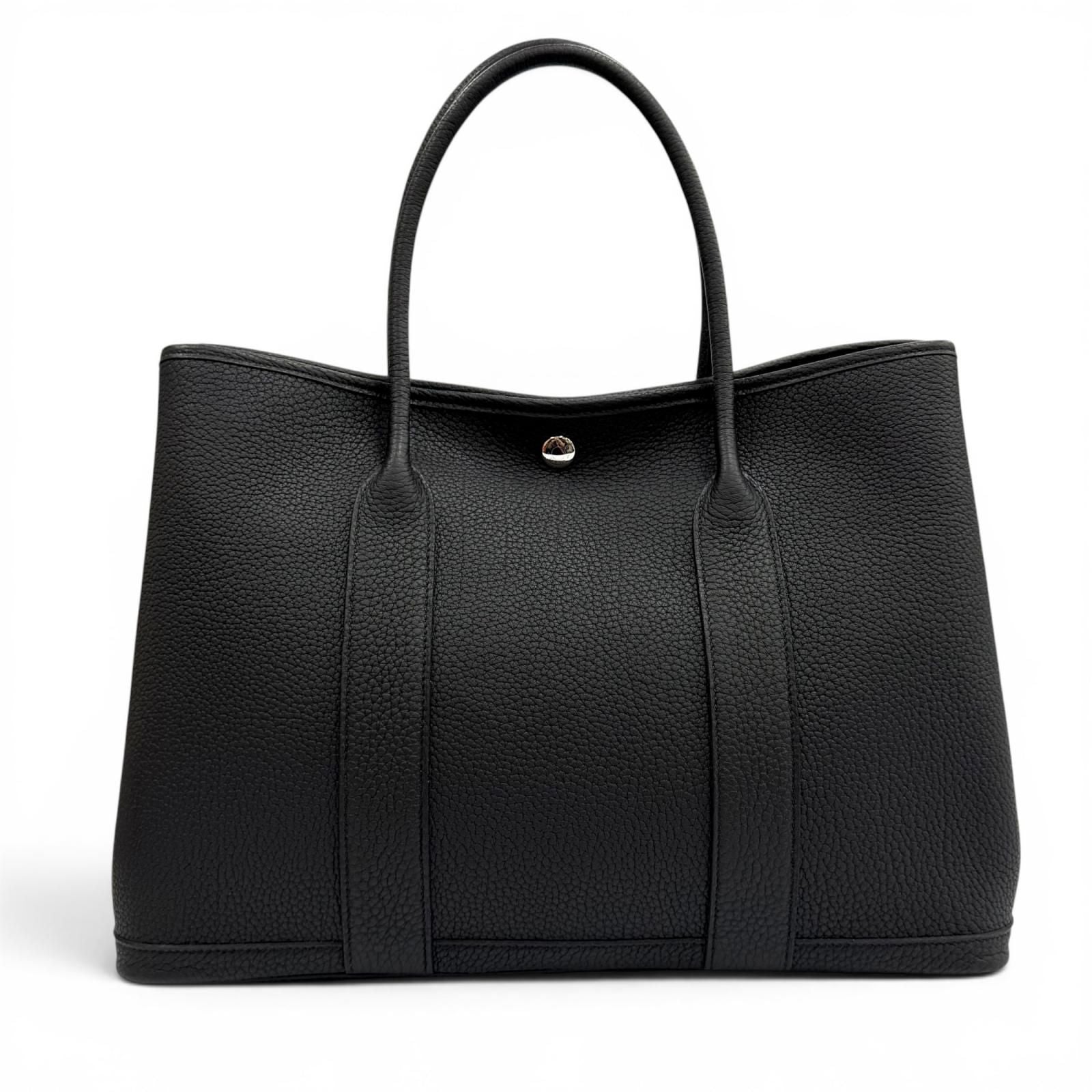 Hermes Garden Party PM 36 Negonda Black Silver Series Button Tote