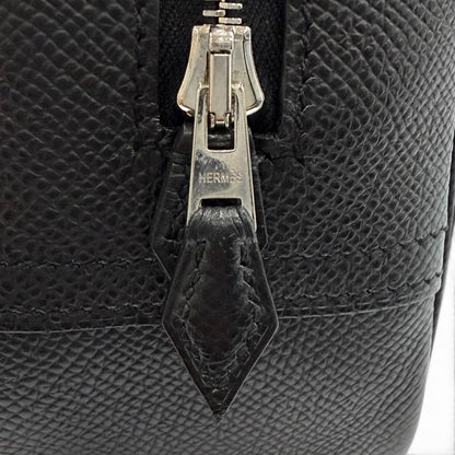 Hermes Plume Mini 20 Black Veau Epsom Silver Logo Zip Handbag — view 8