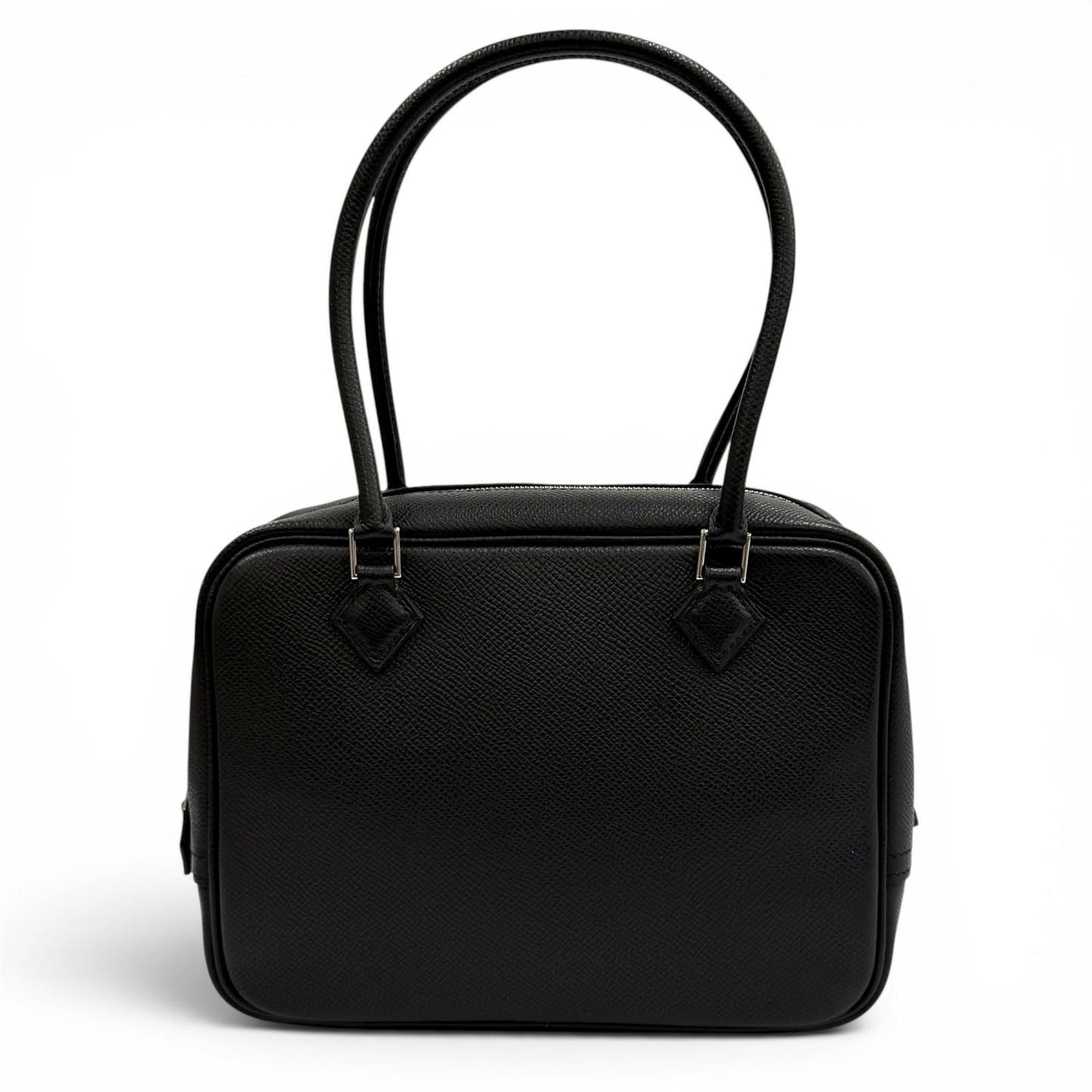 Hermes Plume Mini 20 Black Veau Epsom Silver Logo Zip Handbag — view 2