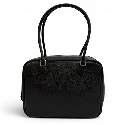 Hermes Plume Mini 20 Black Veau Epsom Silver Logo Zip Handbag — view 2