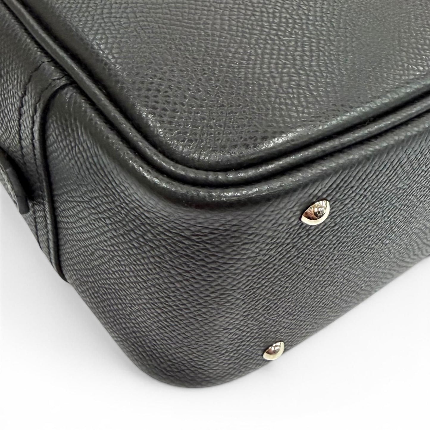 Hermes Plume Mini 20 Black Veau Epsom Silver Logo Zip Handbag — view 6