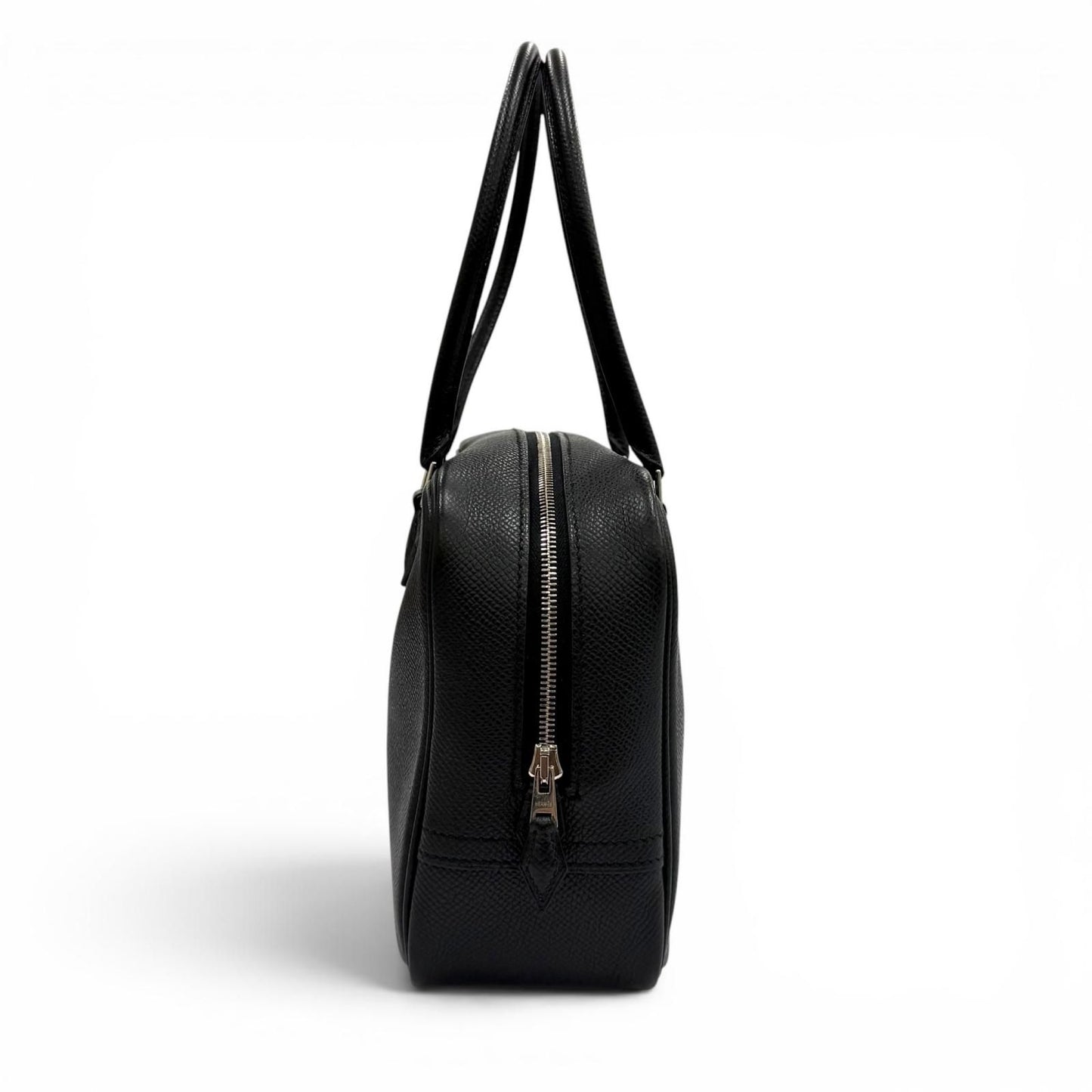 Hermes Plume Mini 20 Black Veau Epsom Silver Logo Zip Handbag — view 3
