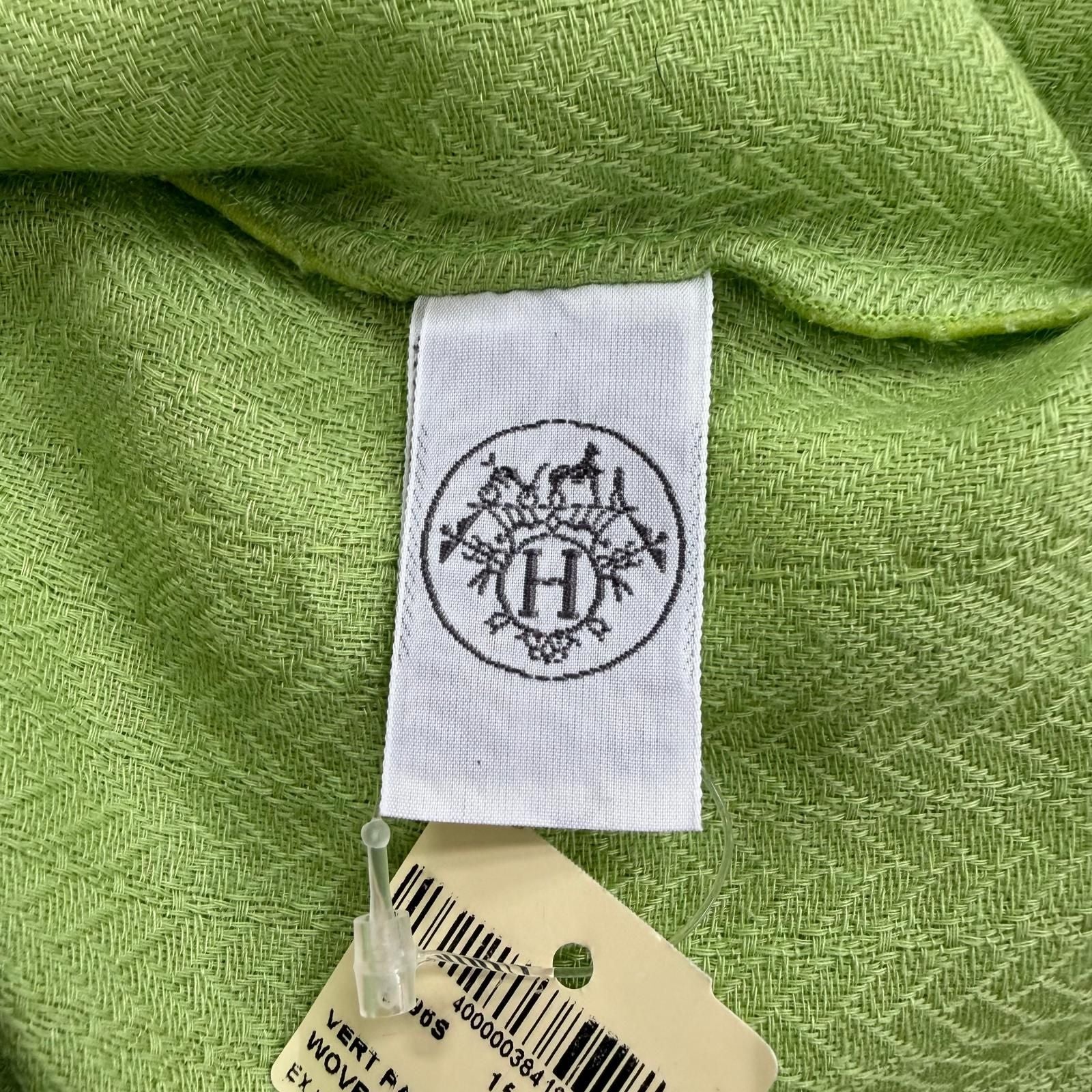 Hermes Exlibris Cashmere Silk Large Shawl Light Green Scarf — view 8