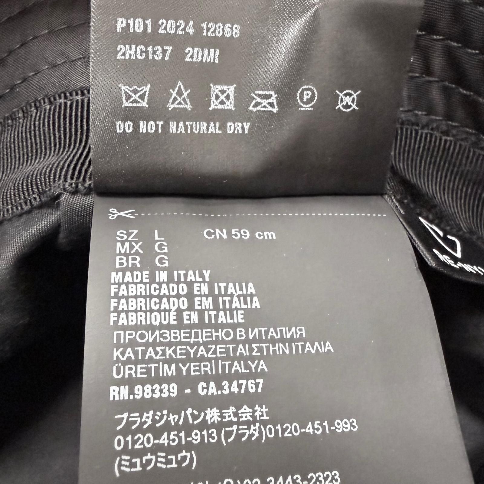Prada Re-Nylon Triangle Logo Bucket Hat Black — view 9