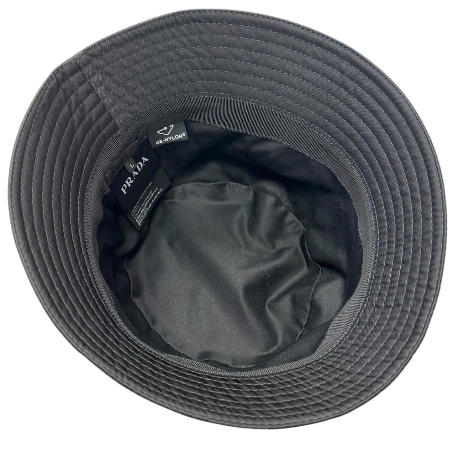 Prada Re-Nylon Triangle Logo Bucket Hat Black — view 5